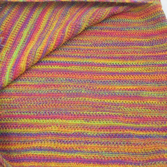 Knitted Mini Skirt Scoop Medium Size 8 - 10 Stripes Colorful Fringe - Picture 4 of 11